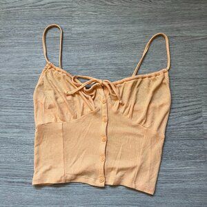 American Eagle Orange Cropped Tie-Front Corset Cami
